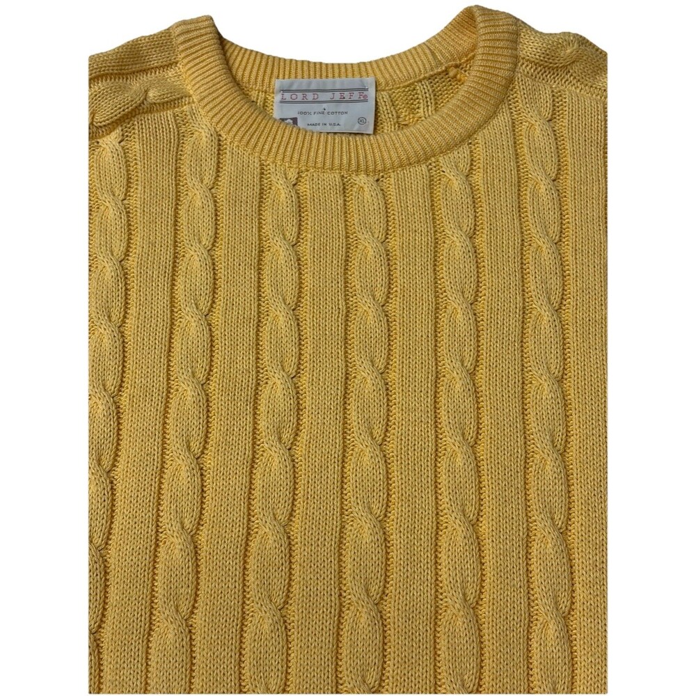 Vtg Lord Jeff Mens 100% Fine Cotton Cable Knit Sweater Extra Large USA Made